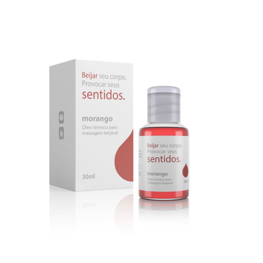 Óleo para Massagem Beijável Função Hot Sentidos Morango - 30 ml